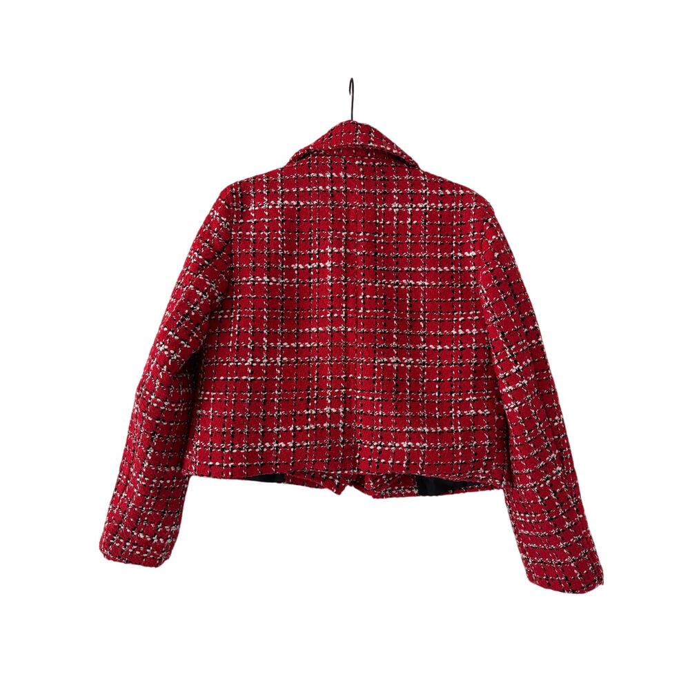 Women’s Red Tweed 2 Piece Skort Suit Set Jacket & Shorts Plaid XS Preppy - Picture 6 of 11